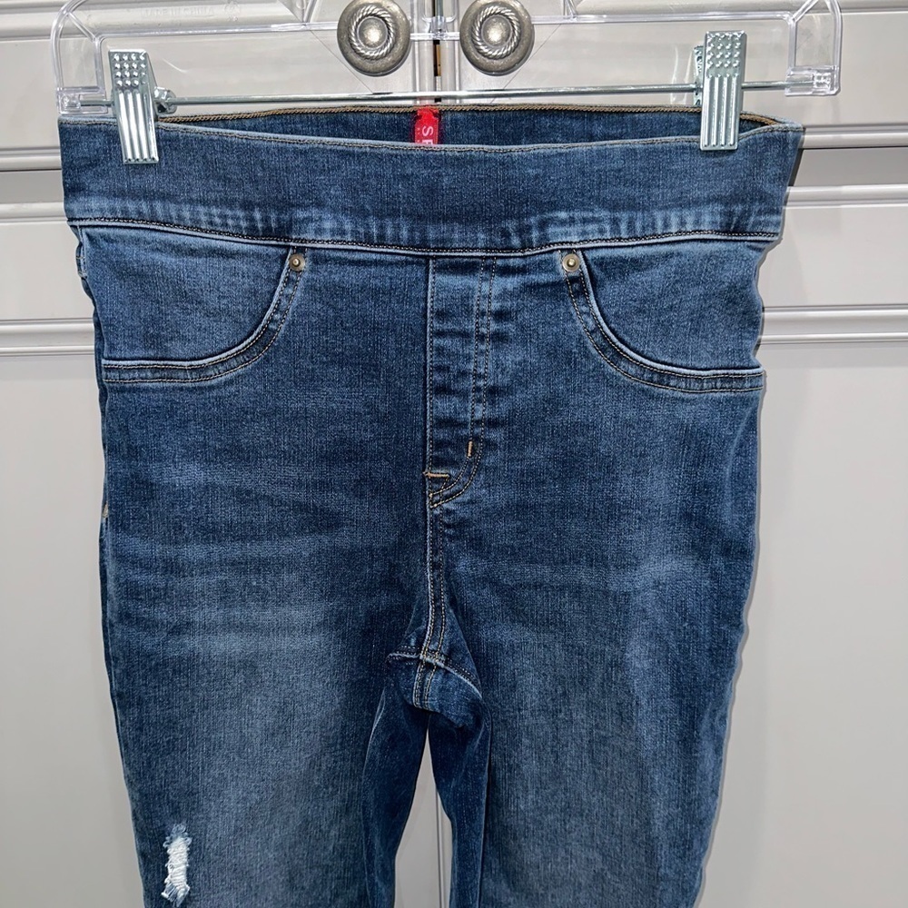 SPANX Distressed Ankle High waist skinny pull on jeans size small - Picture 10 of 14